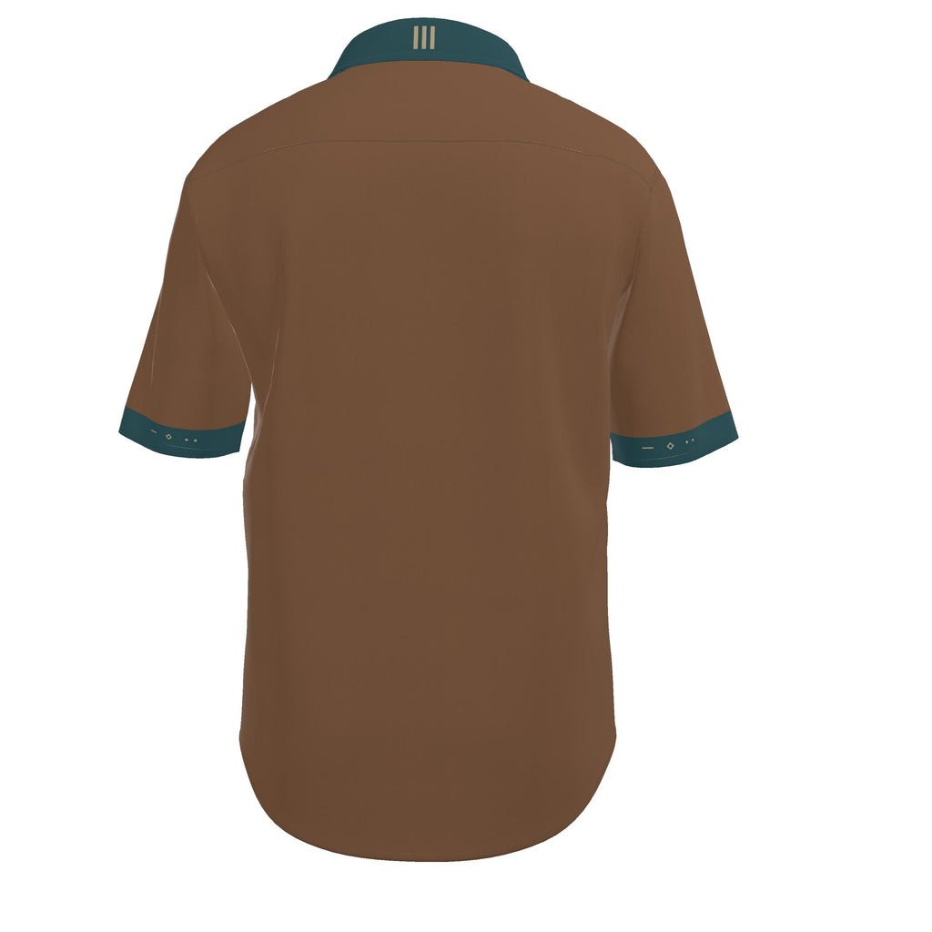 Tobacco Petrol Luxury Cotton Satin Button-Up Shirt