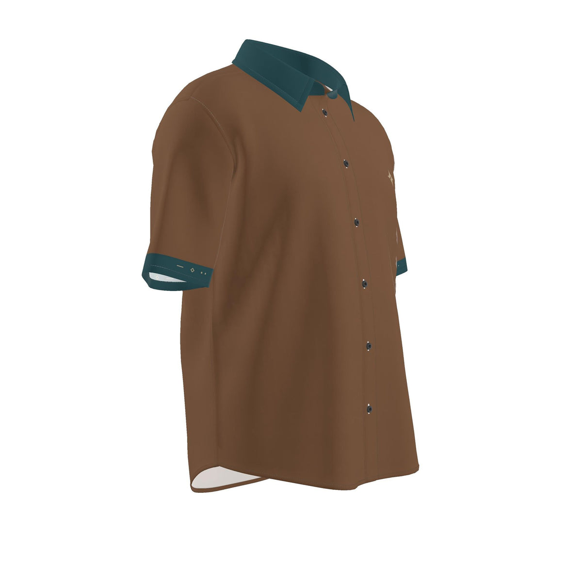 Tobacco Petrol Luxury Cotton Satin Button-Up Shirt