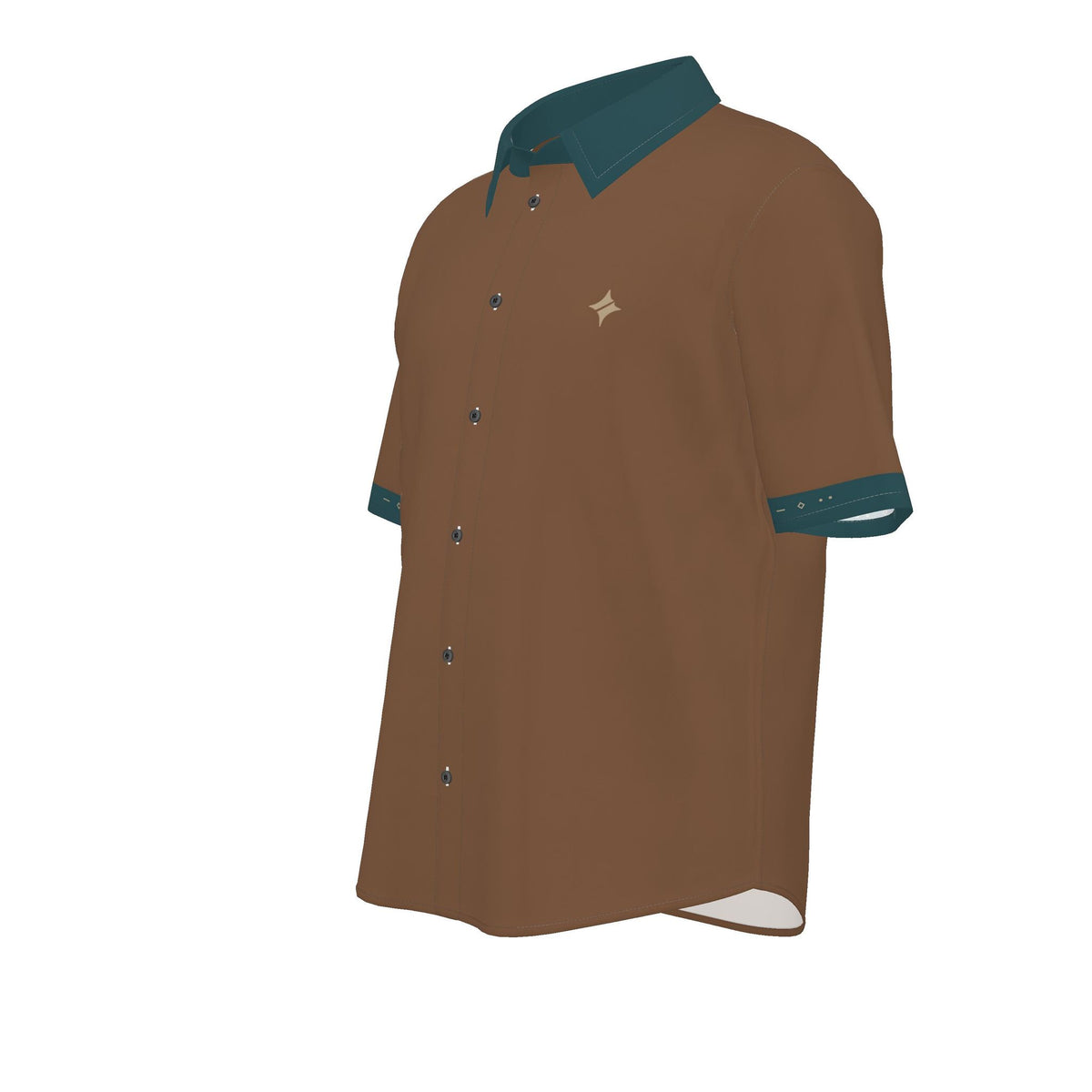 Tobacco Petrol Luxury Cotton Satin Button-Up Shirt