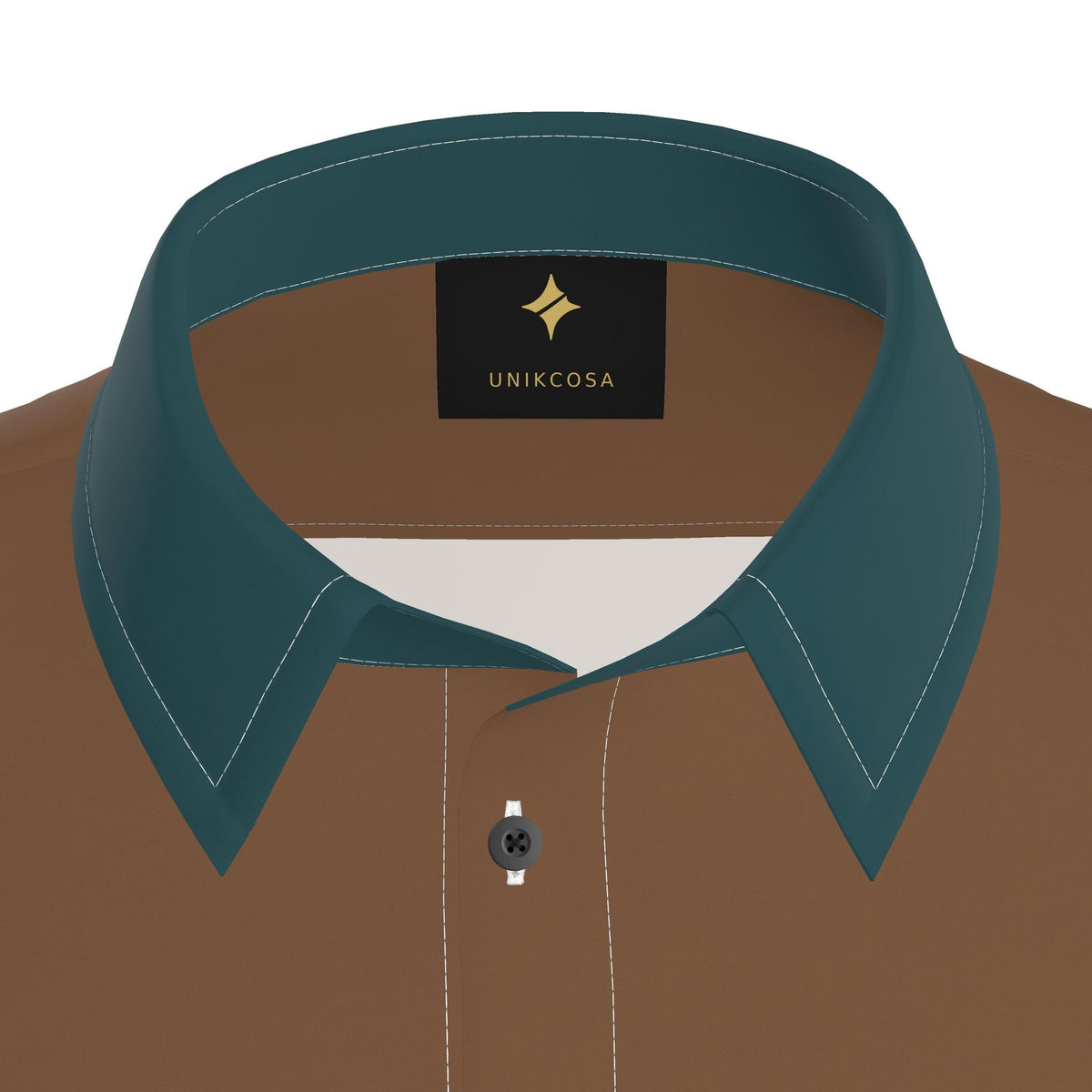 Tobacco Petrol Luxury Cotton Satin Button-Up Shirt