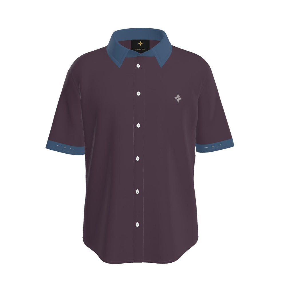 Plum Slate Luxury Cotton Satin Button-Up Shirt