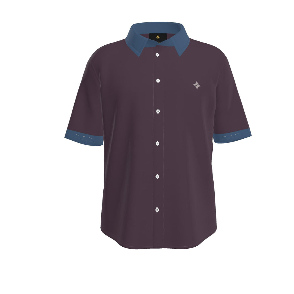 Plum Slate Luxury Cotton Satin Button-Up Shirt