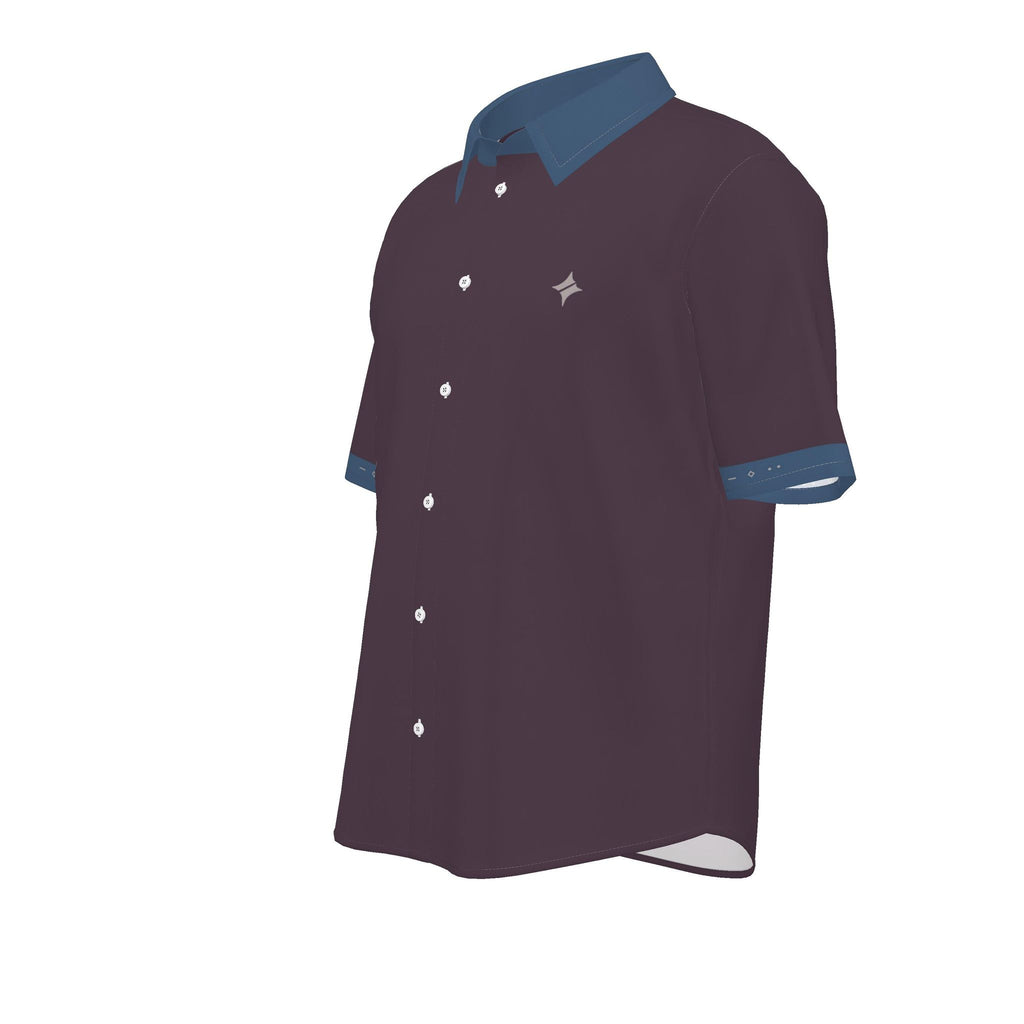 Plum Slate Luxury Cotton Satin Button-Up Shirt