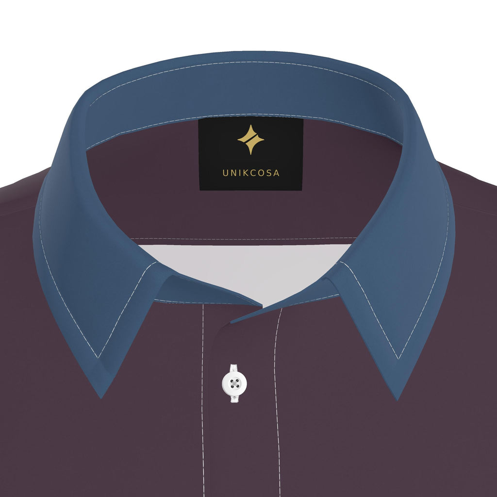 Plum Slate Luxury Cotton Satin Button-Up Shirt