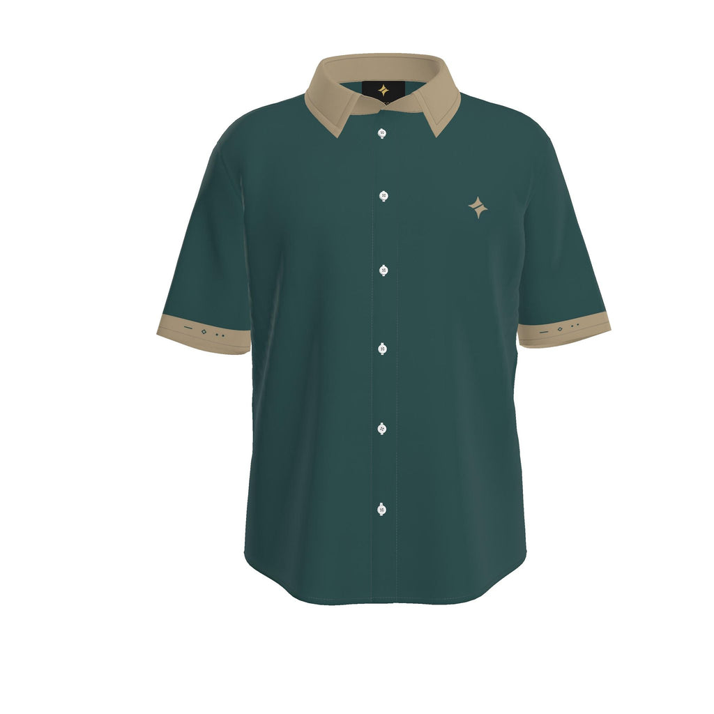 Teal Sand Luxury Cotton Satin Button-Up Shirt