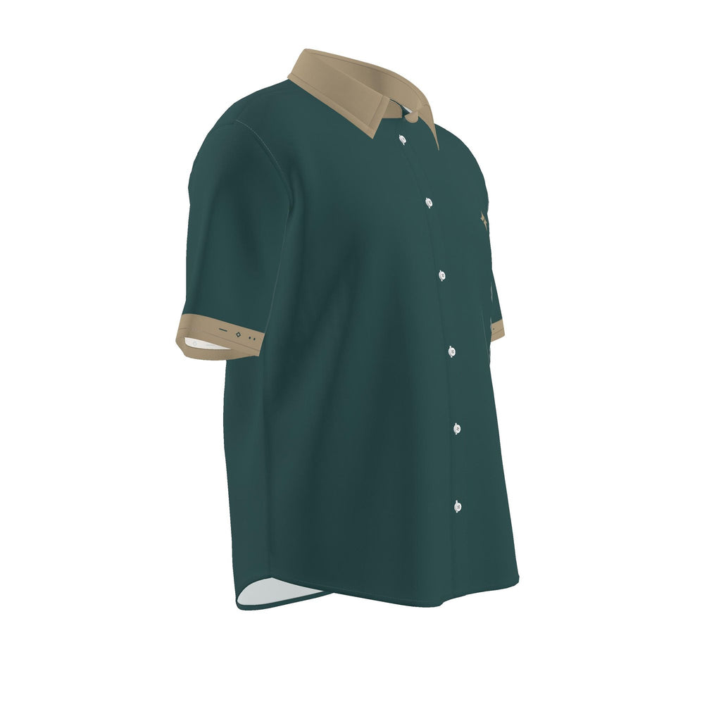 Teal Sand Luxury Cotton Satin Button-Up Shirt