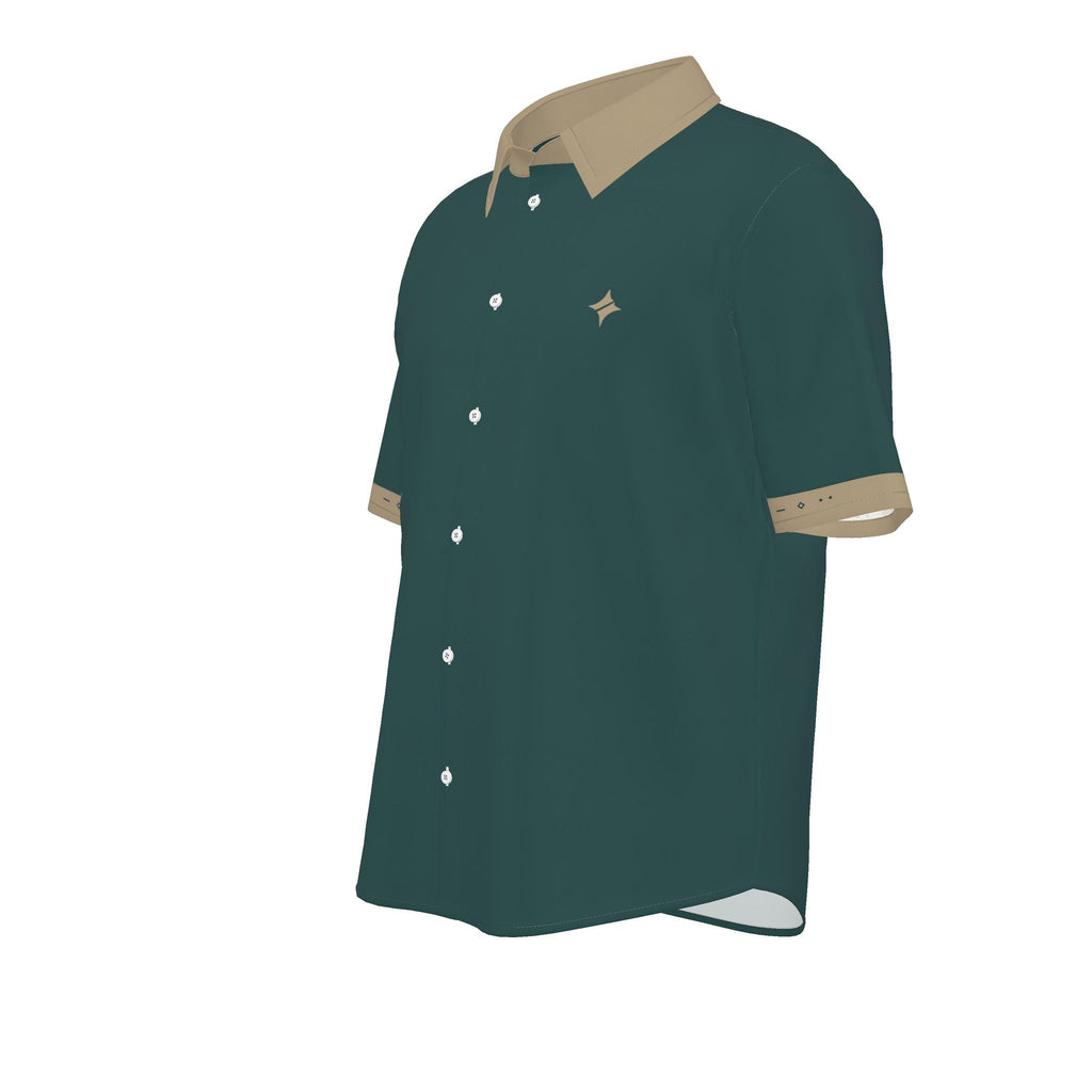Teal Sand Luxury Cotton Satin Button-Up Shirt