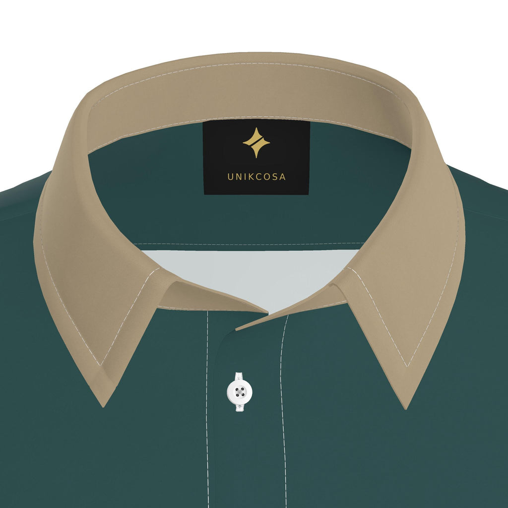Teal Sand Luxury Cotton Satin Button-Up Shirt