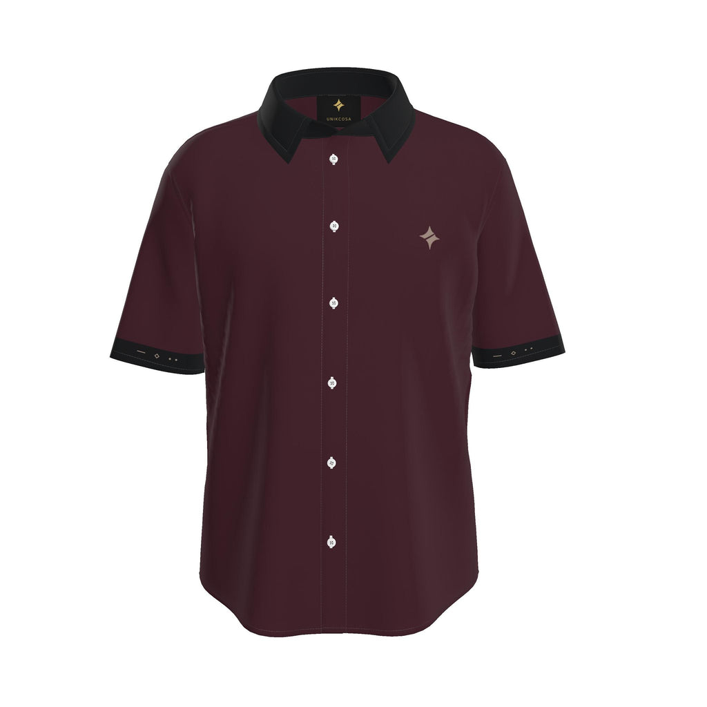 Burgundy Noir Luxury Cotton Satin Button-Up Shirt