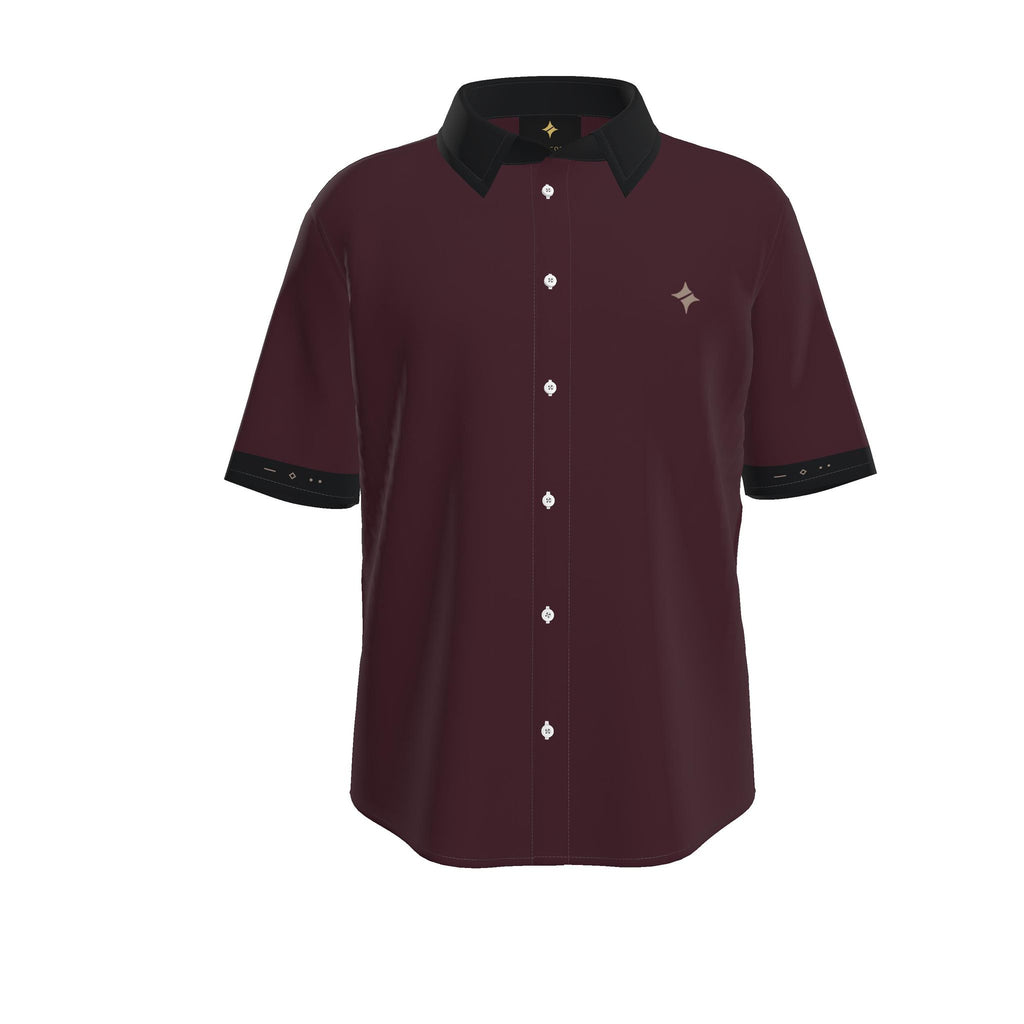 Burgundy Noir Luxury Cotton Satin Button-Up Shirt