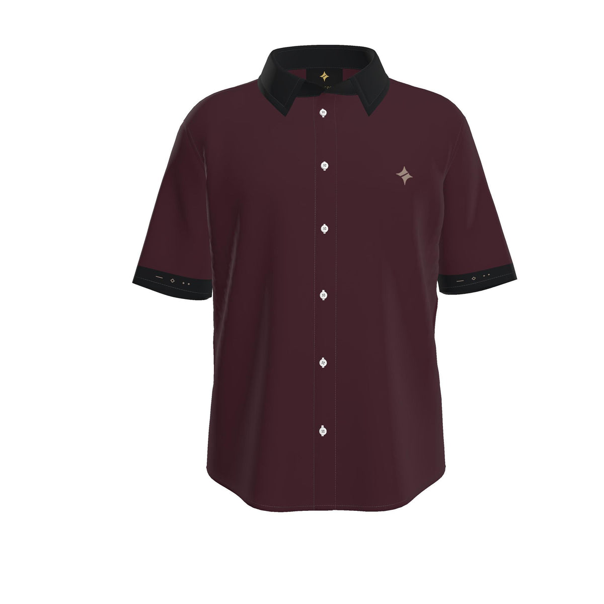 Burgundy Noir Luxury Cotton Satin Button-Up Shirt