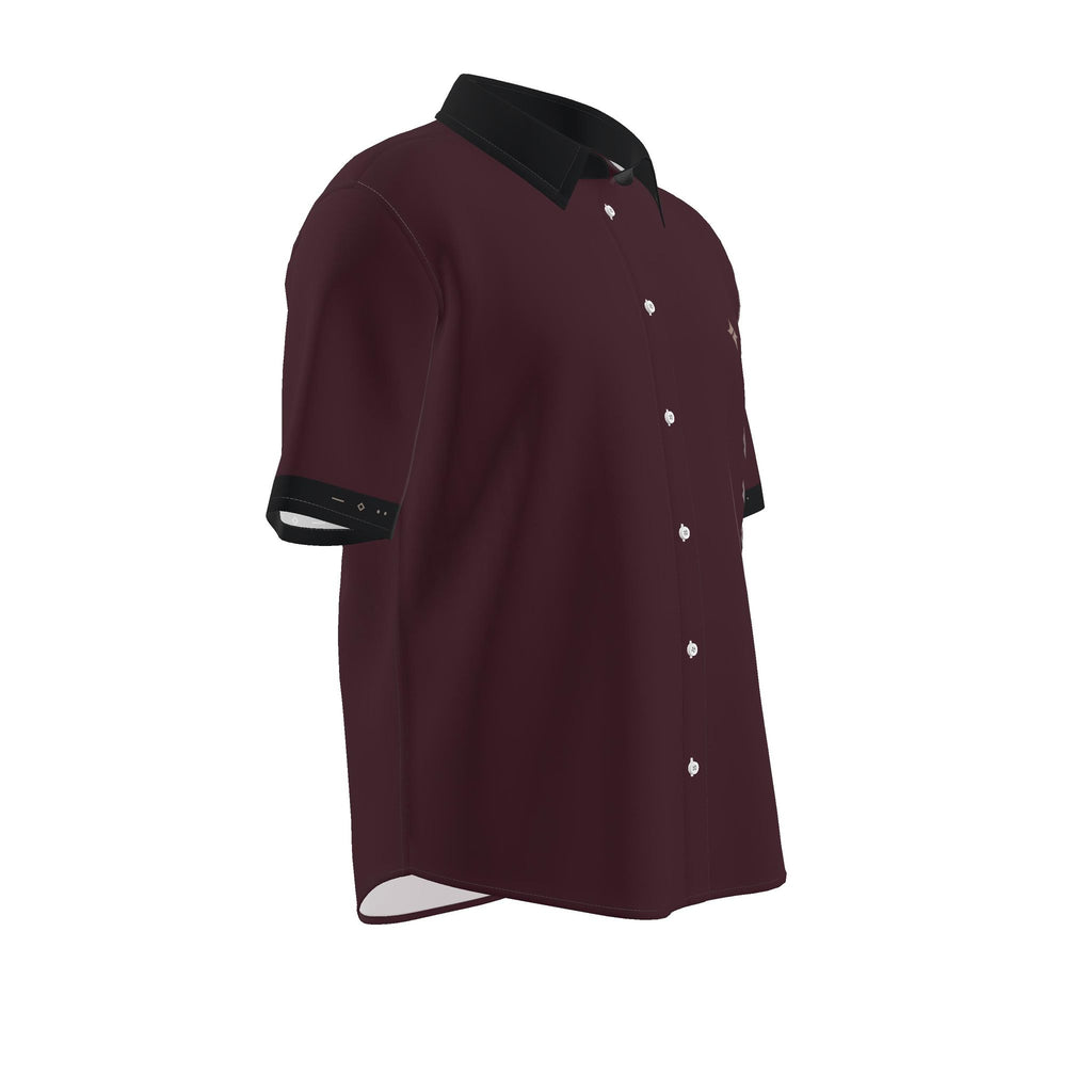 Burgundy Noir Luxury Cotton Satin Button-Up Shirt