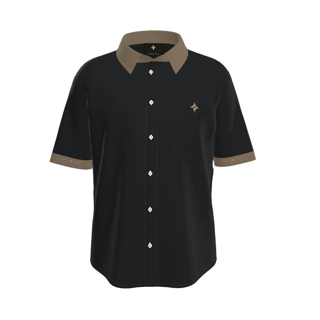 Obsidian Bronze Luxury Cotton Satin Button-Up Shirt