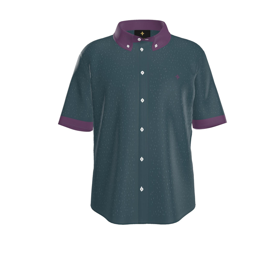 Slate Orchid Luxury 100% Silk Satin Button-Down Shirt