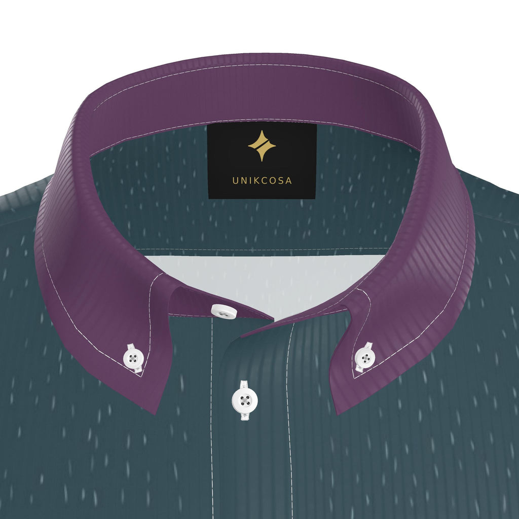Slate Orchid Luxury 100% Silk Satin Button-Down Shirt