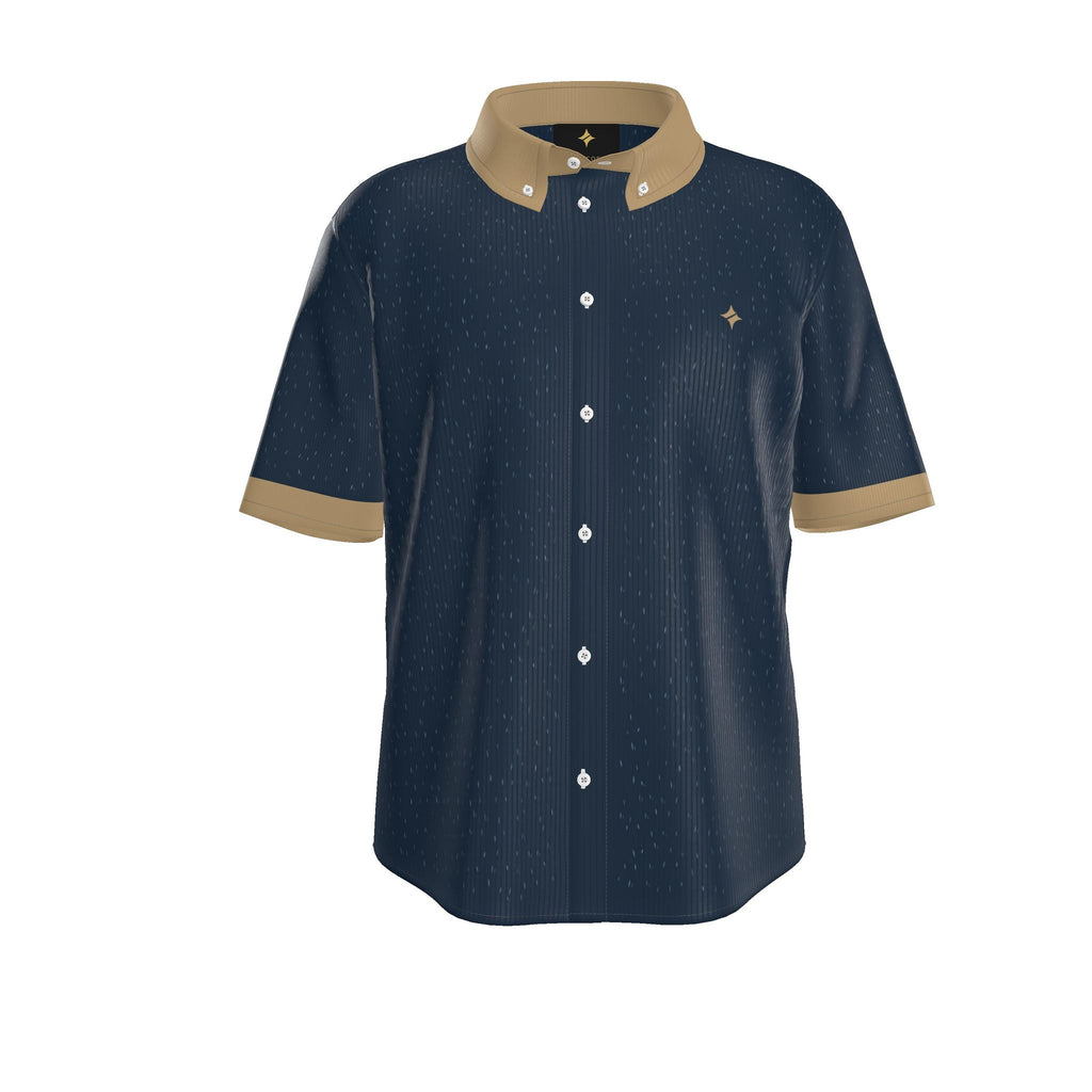 Midnight Camel Luxury 100% Silk Satin Button-Down Shirt