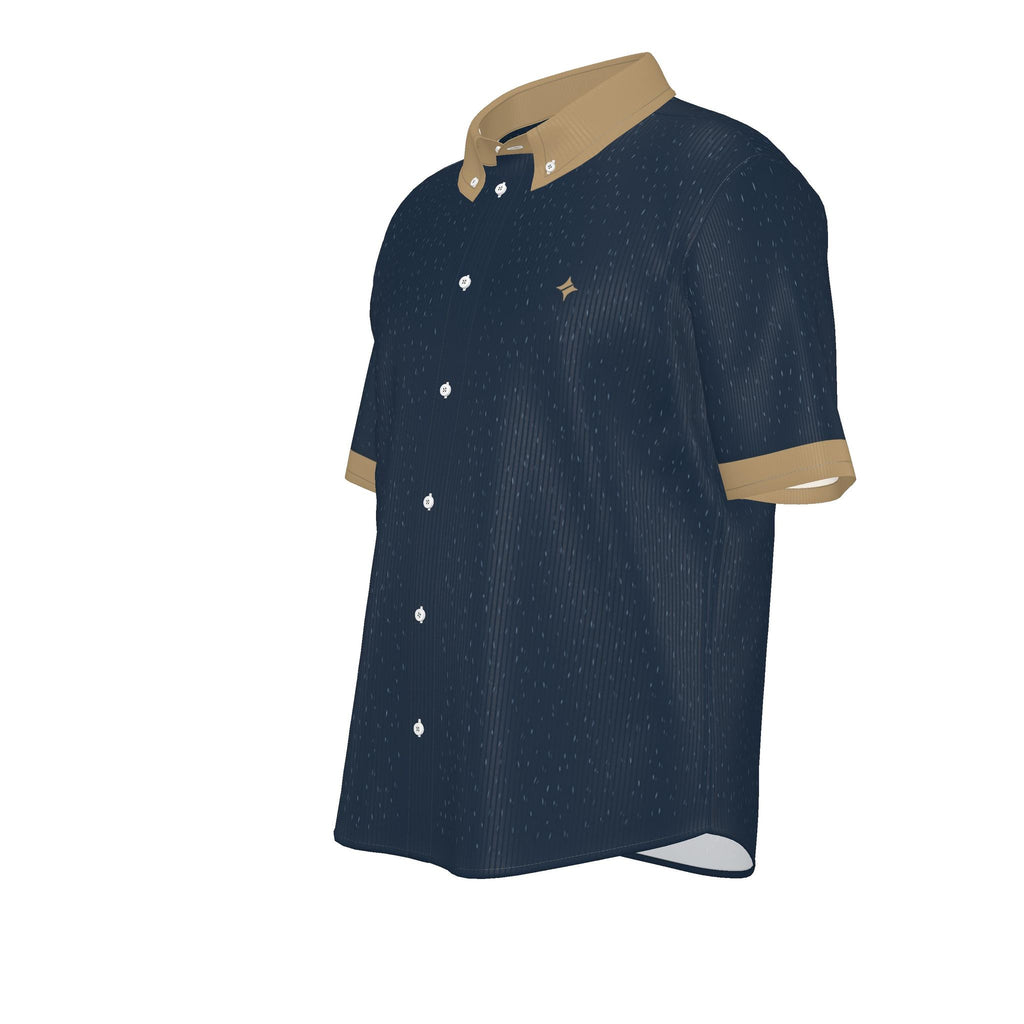 Midnight Camel Luxury 100% Silk Satin Button-Down Shirt