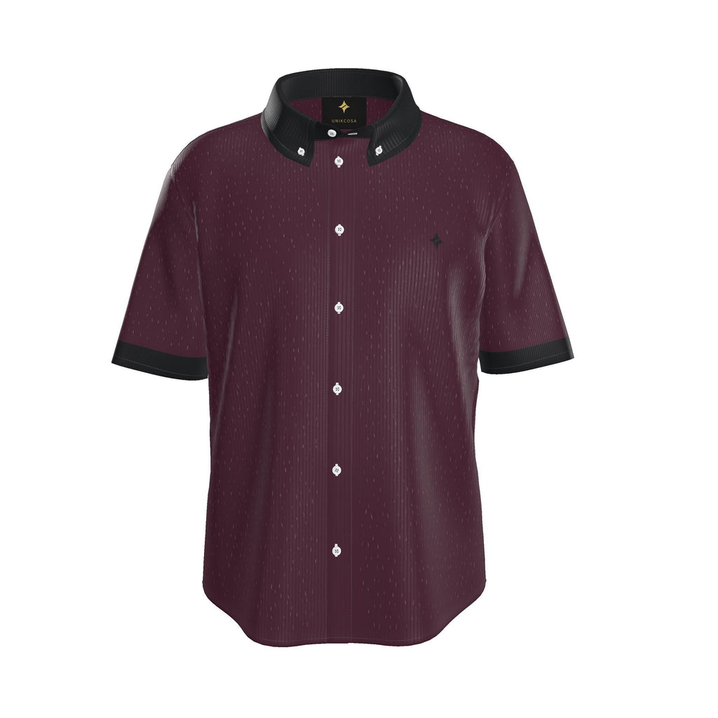 Burgundy Noir Luxury 100% Silk Satin Button-Down Shirt