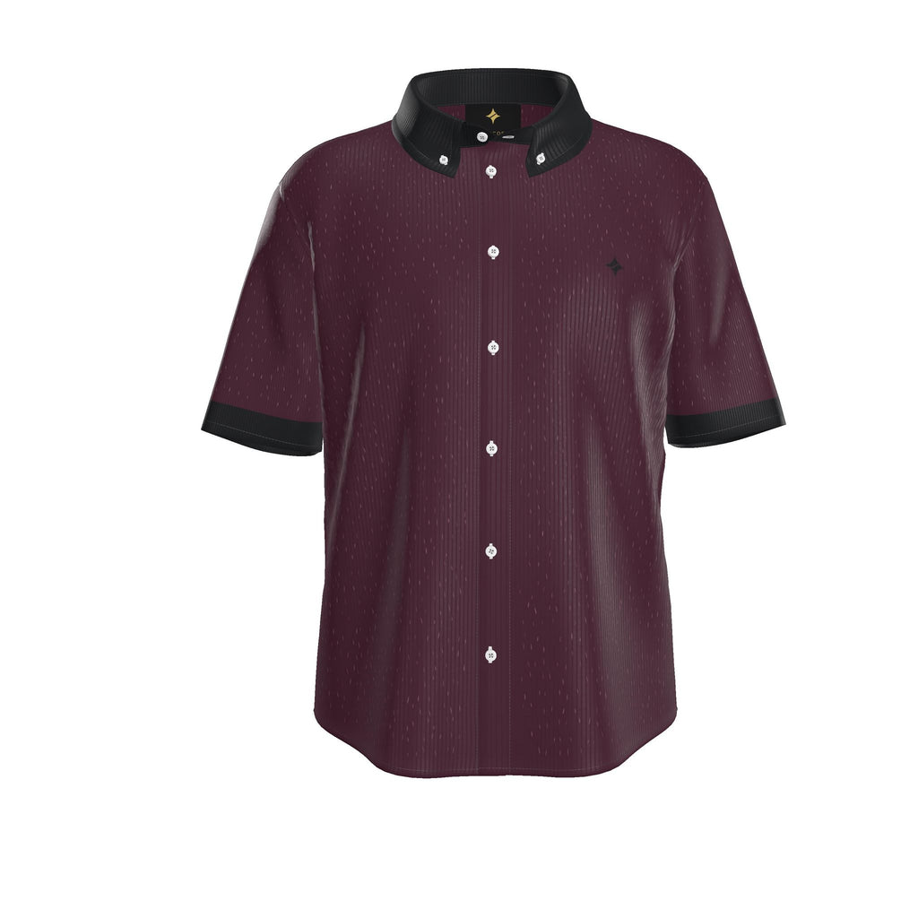 Burgundy Noir Luxury 100% Silk Satin Button-Down Shirt