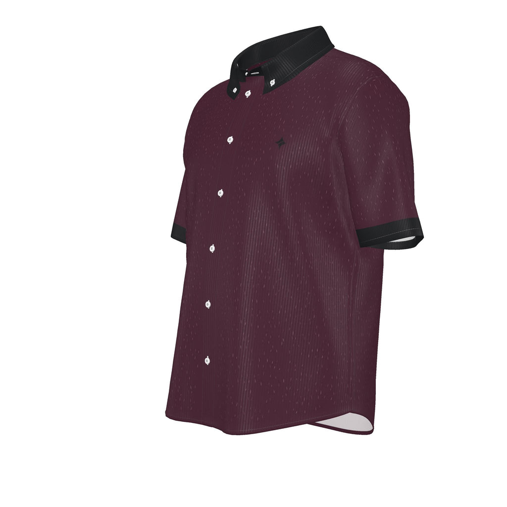 Burgundy Noir Luxury 100% Silk Satin Button-Down Shirt