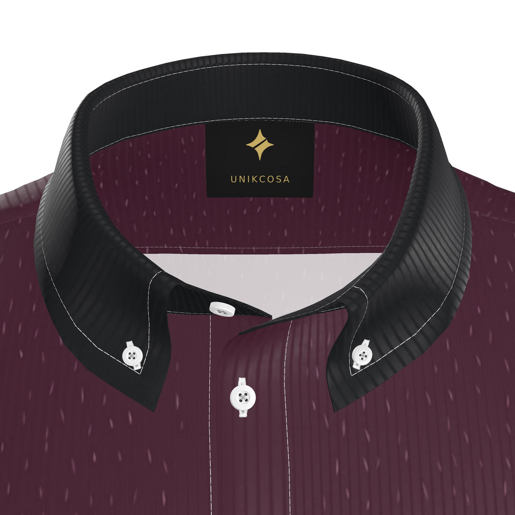Burgundy Noir Luxury 100% Silk Satin Button-Down Shirt