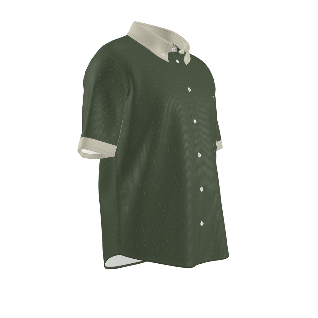 Olive Porcelain Luxury 100% Silk Satin Button-Down Shirt