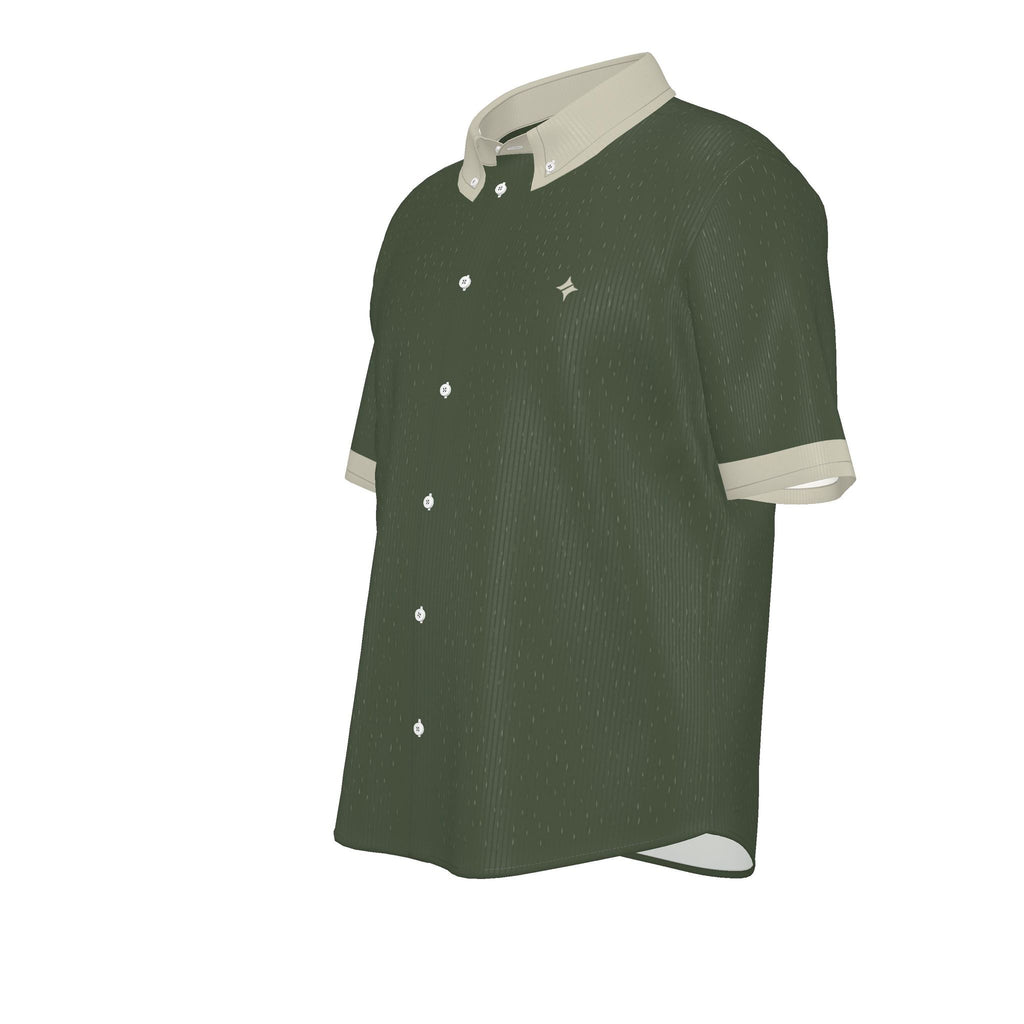 Olive Porcelain Luxury 100% Silk Satin Button-Down Shirt