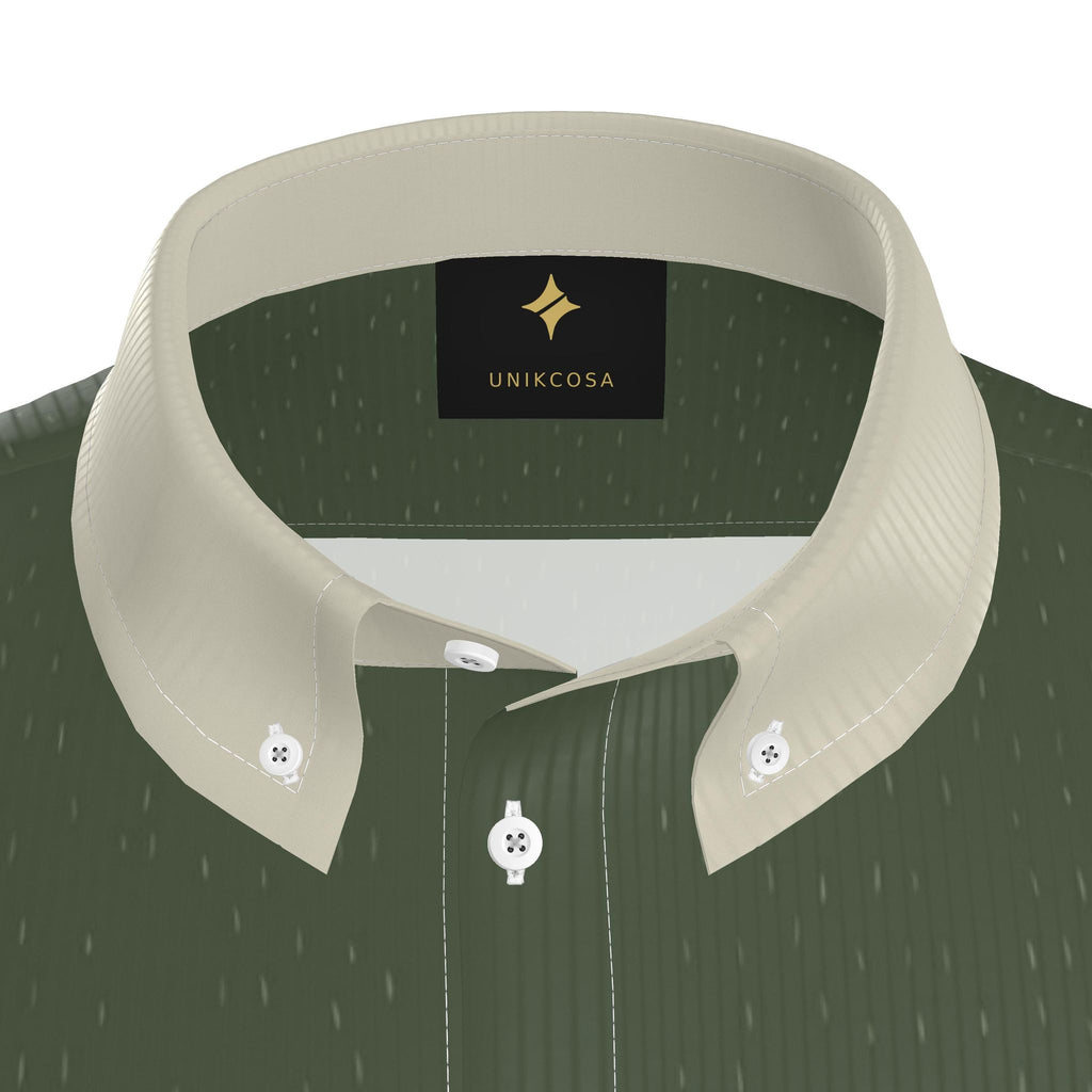 Olive Porcelain Luxury 100% Silk Satin Button-Down Shirt
