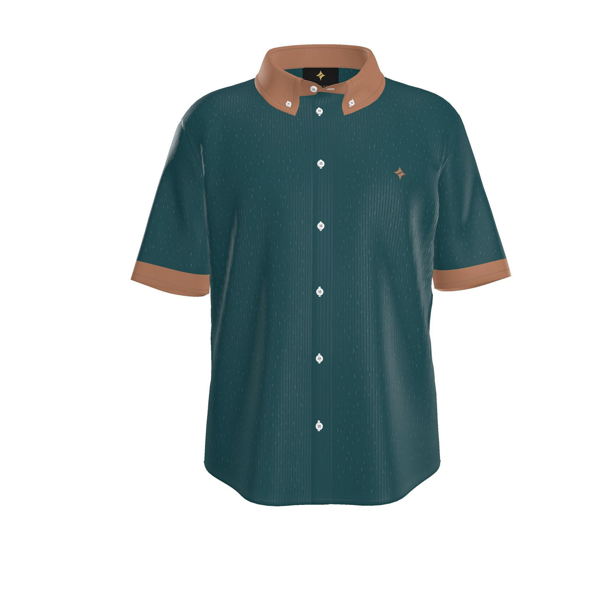 Petrol Copper Luxury 100% Silk Satin Button-Down Shirt