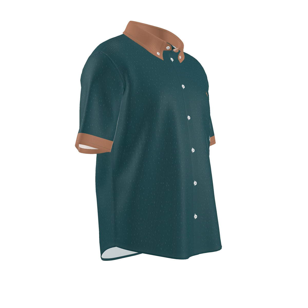 Petrol Copper Luxury 100% Silk Satin Button-Down Shirt