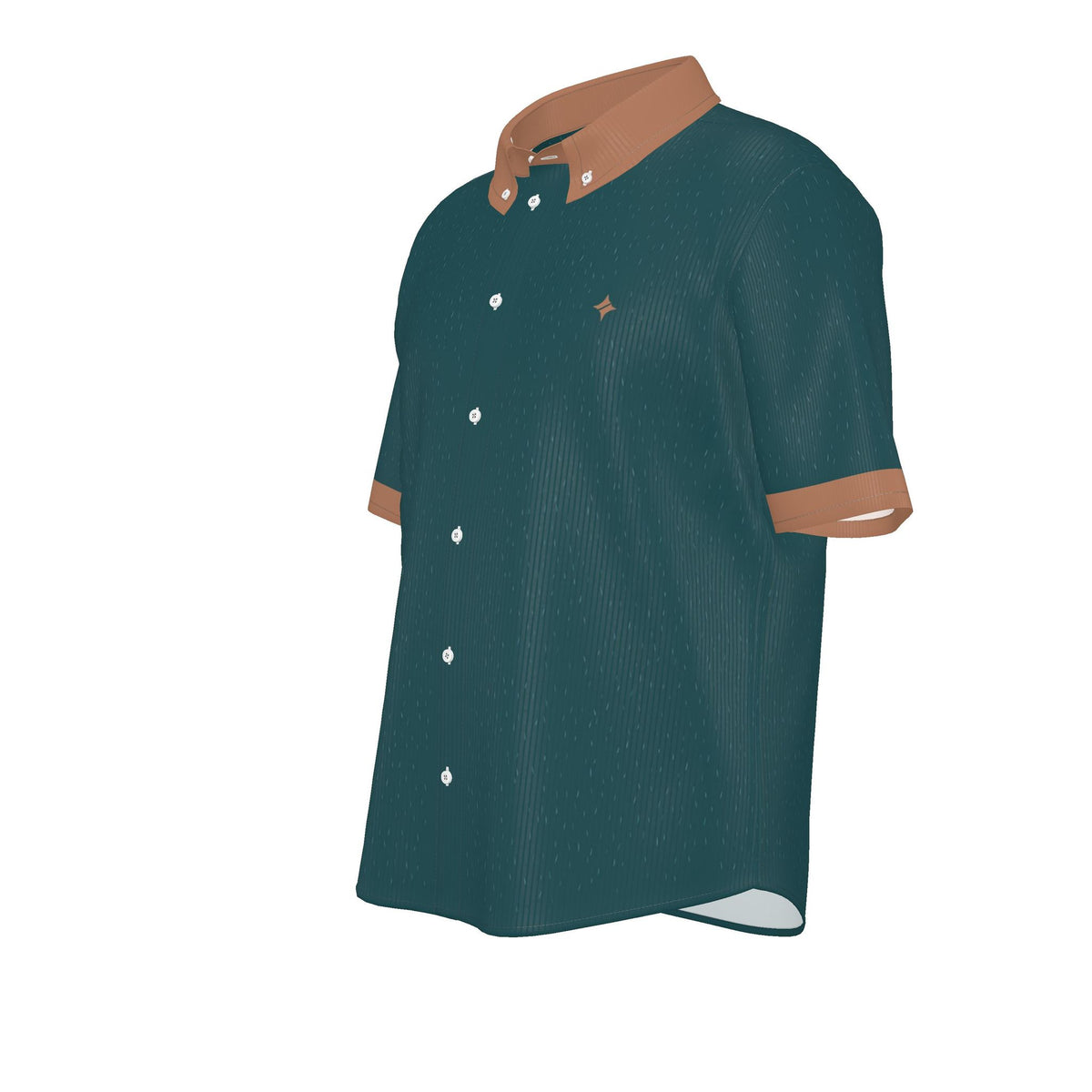 Petrol Copper Luxury 100% Silk Satin Button-Down Shirt