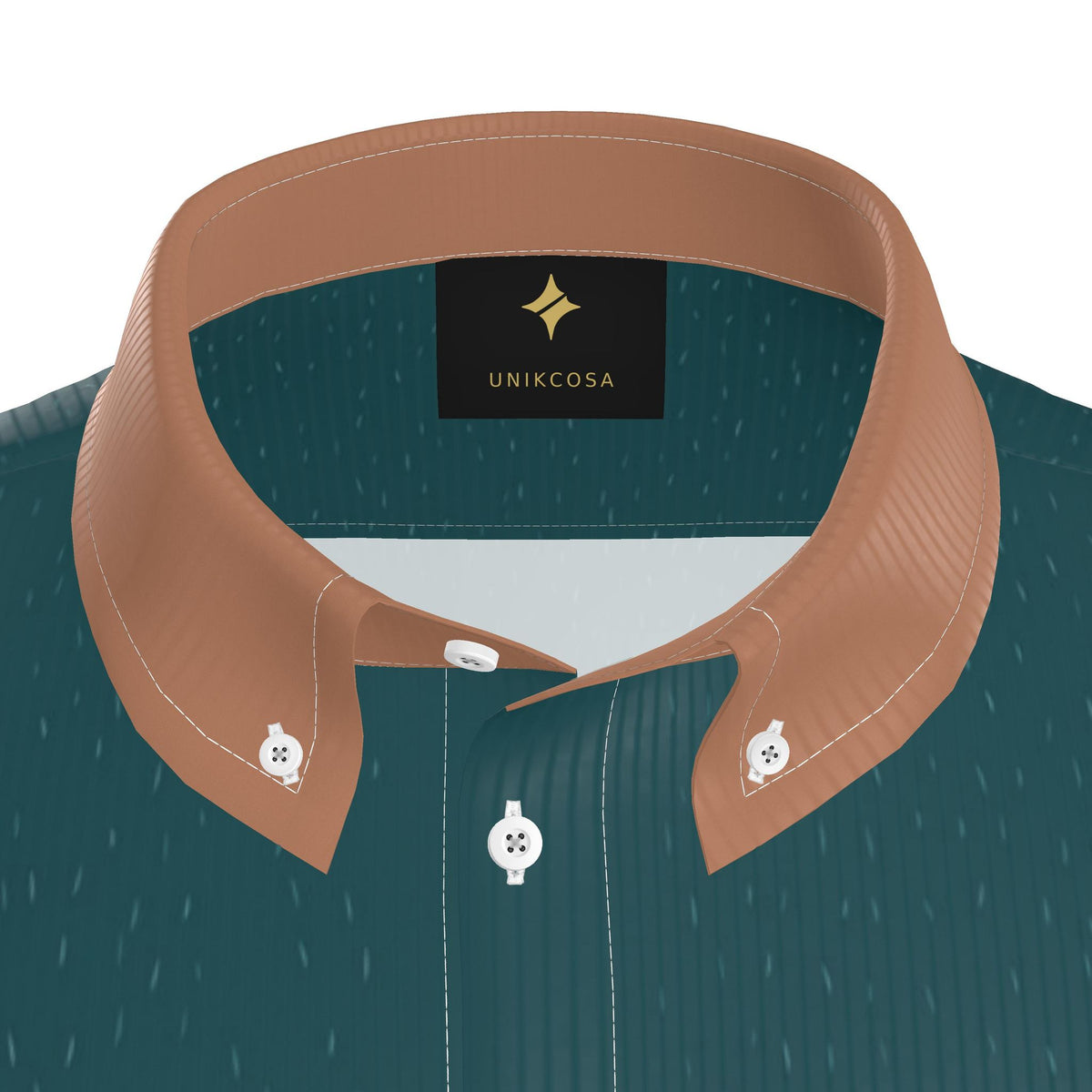 Petrol Copper Luxury 100% Silk Satin Button-Down Shirt