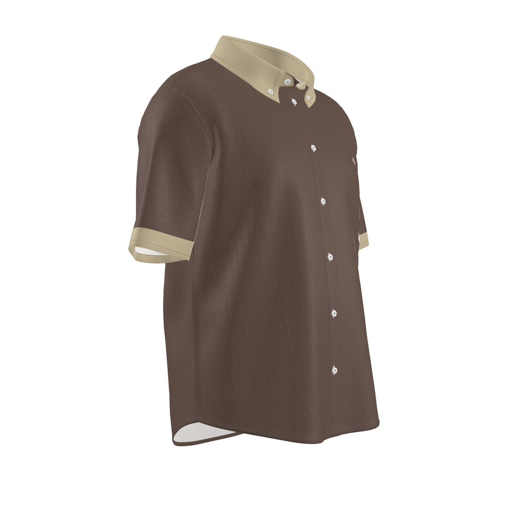 Mocha Champagne Luxury 100% Silk Satin Button-Down Shirt
