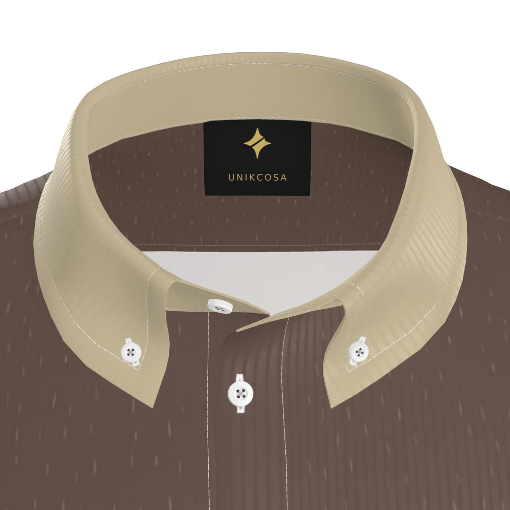 Mocha Champagne Luxury 100% Silk Satin Button-Down Shirt