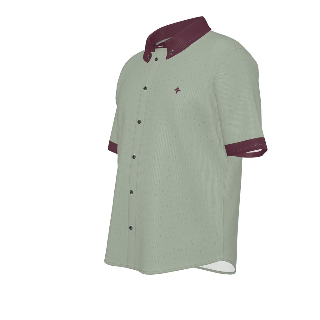 Sage Bordeaux Luxury 100% Silk Satin Button-Down Shirt