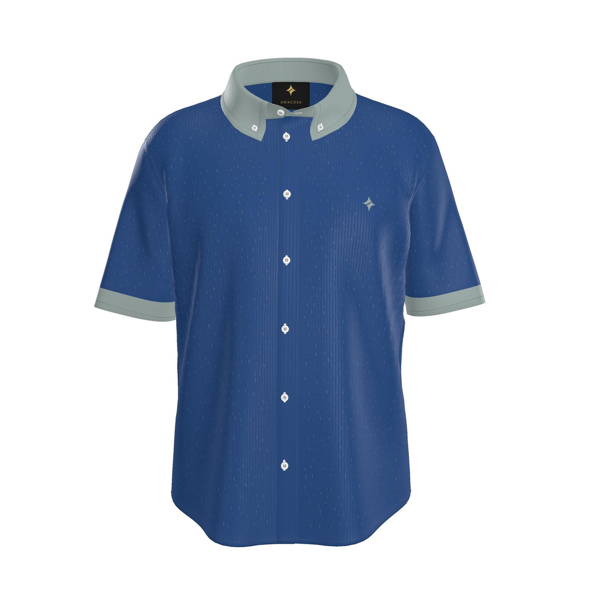 Cobalt Smoke Luxury 100% Silk Satin Button-Down Shirt