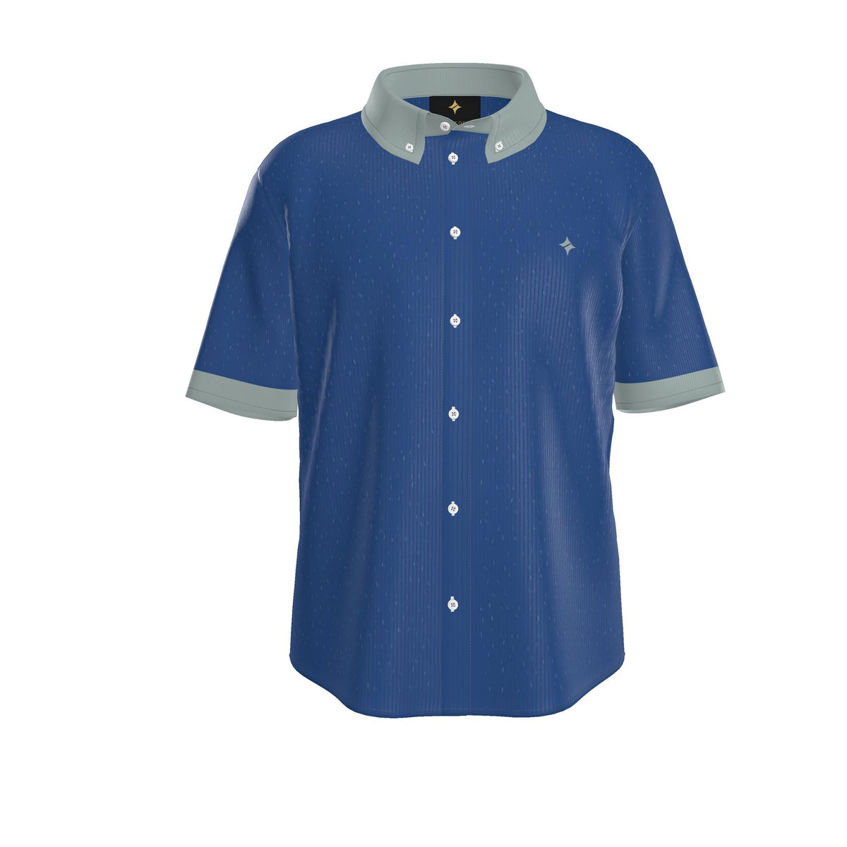 Cobalt Smoke Luxury 100% Silk Satin Button-Down Shirt