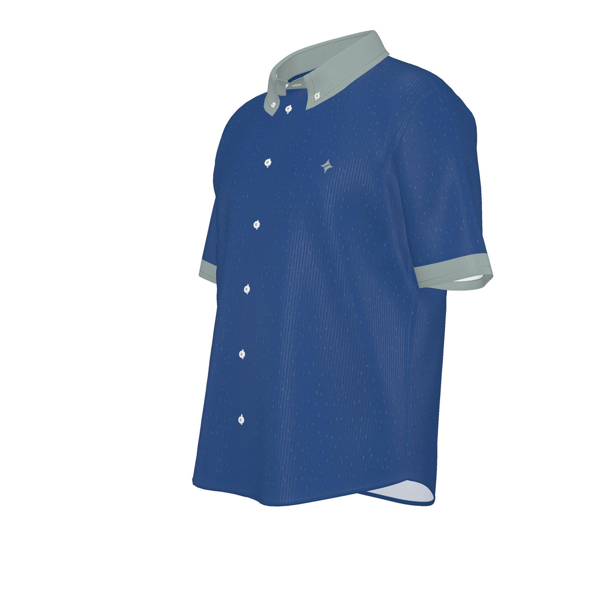 Cobalt Smoke Luxury 100% Silk Satin Button-Down Shirt