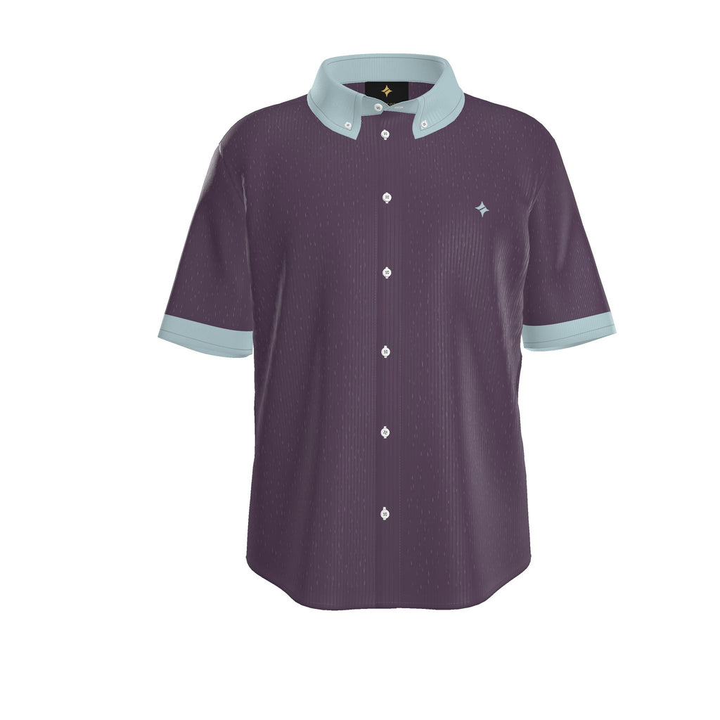 Plum Glacier Luxury 100% Silk Satin Button-Down Shirt