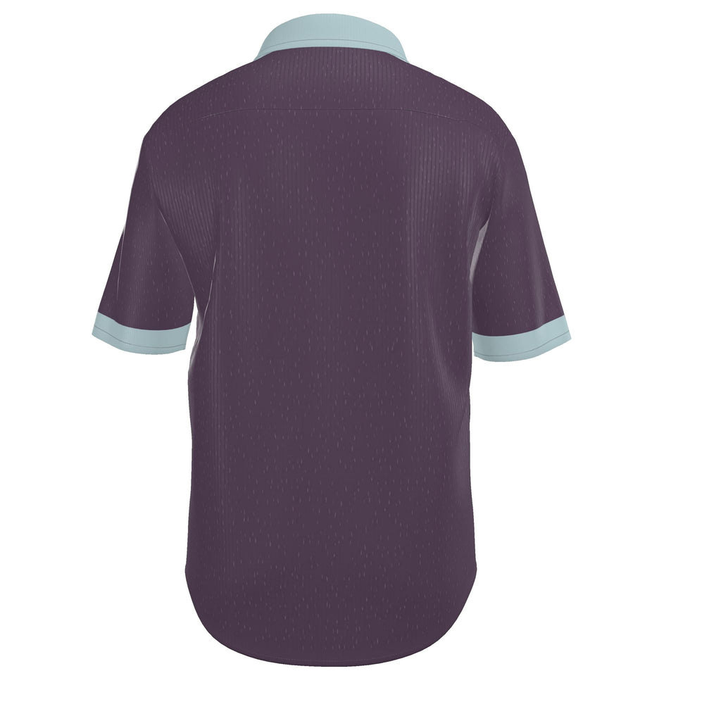 Plum Glacier Luxury 100% Silk Satin Button-Down Shirt