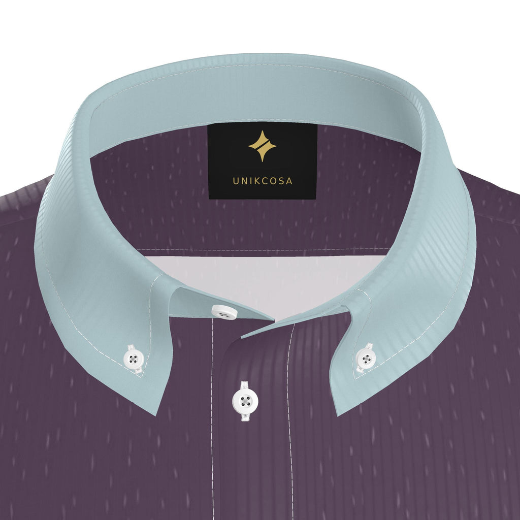 Plum Glacier Luxury 100% Silk Satin Button-Down Shirt