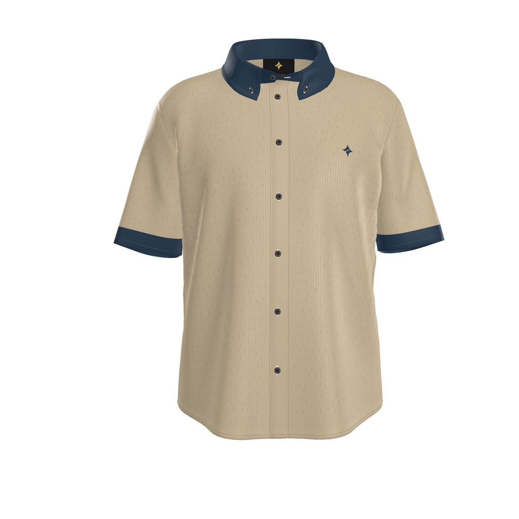 Sand Marine Luxury 100% Silk Satin Button-Down Shirt