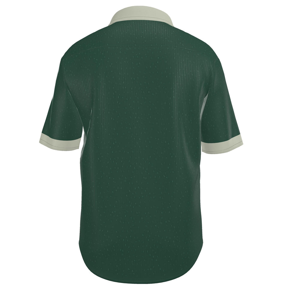 Forest Oyster Luxury 100% Silk Satin Button-Down Shirt