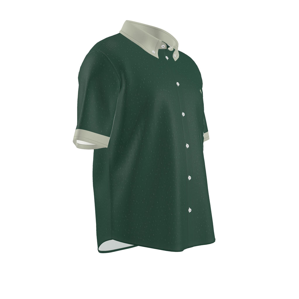 Forest Oyster Luxury 100% Silk Satin Button-Down Shirt