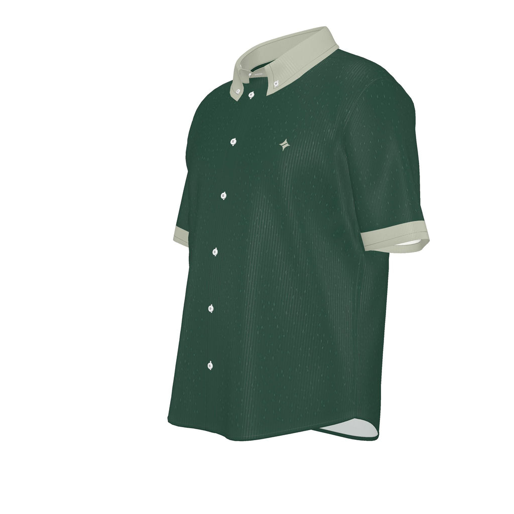 Forest Oyster Luxury 100% Silk Satin Button-Down Shirt