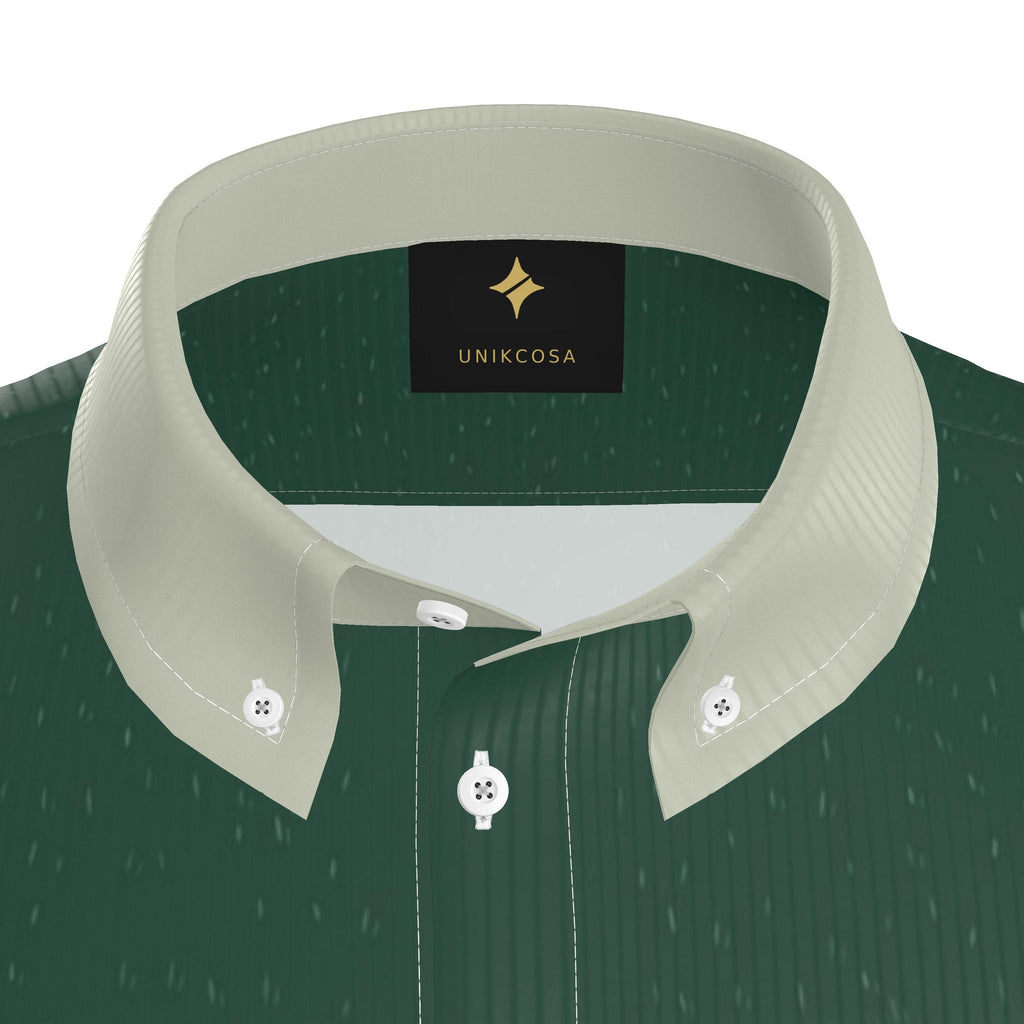 Forest Oyster Luxury 100% Silk Satin Button-Down Shirt
