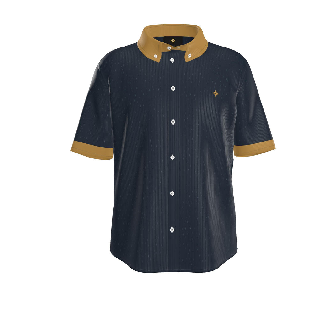Ink Saffron Luxury 100% Silk Satin Button-Down Shirt