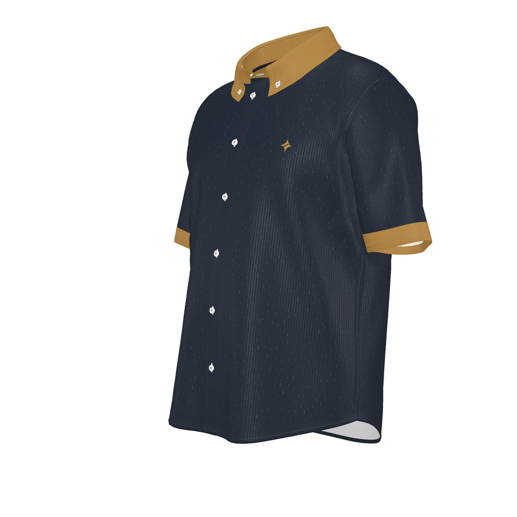 Ink Saffron Luxury 100% Silk Satin Button-Down Shirt