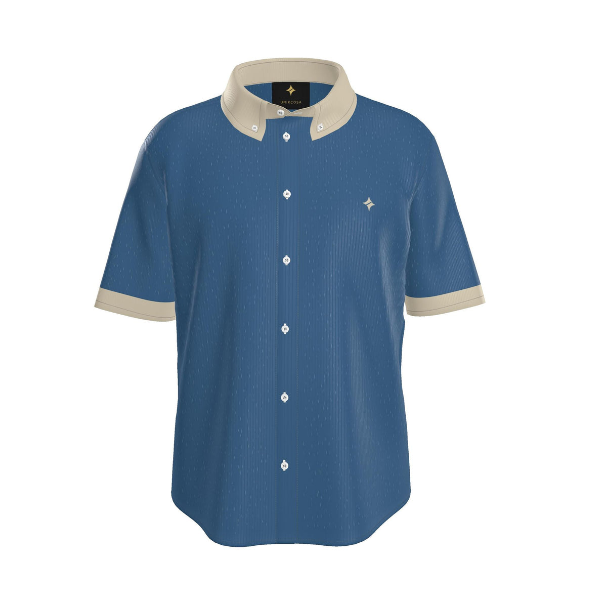 Denim Champagne Luxury 100% Silk Satin Button-Down Shirt