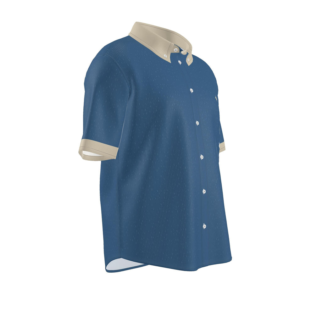 Denim Champagne Luxury 100% Silk Satin Button-Down Shirt